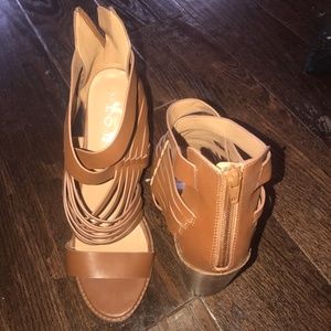Aldo Brown Block Sandal Heel
